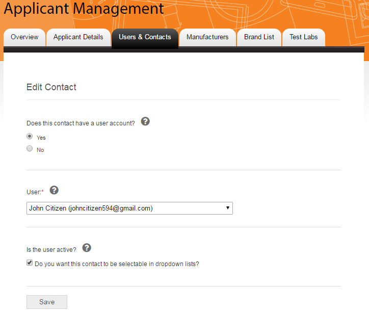Screenshot of the Edit a contact page
